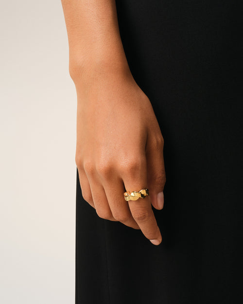                                     Gold Brass Tresse Ring - 3                                 - Ami Paris