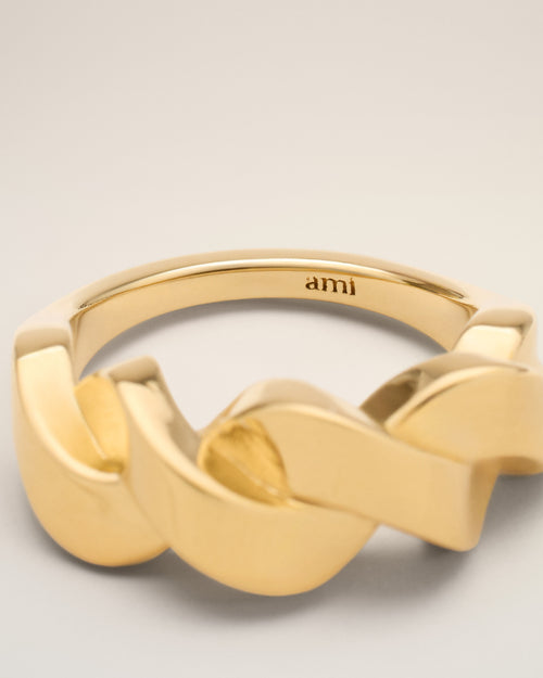 Bague Tresse Dorée en Laiton - 7 - Ami Paris