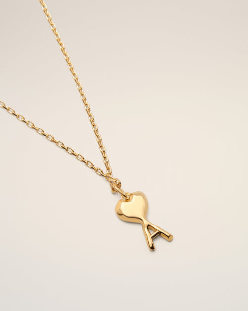 Gold Brass Thin Hammered Ami De Coeur Necklace - 3 - Ami Paris