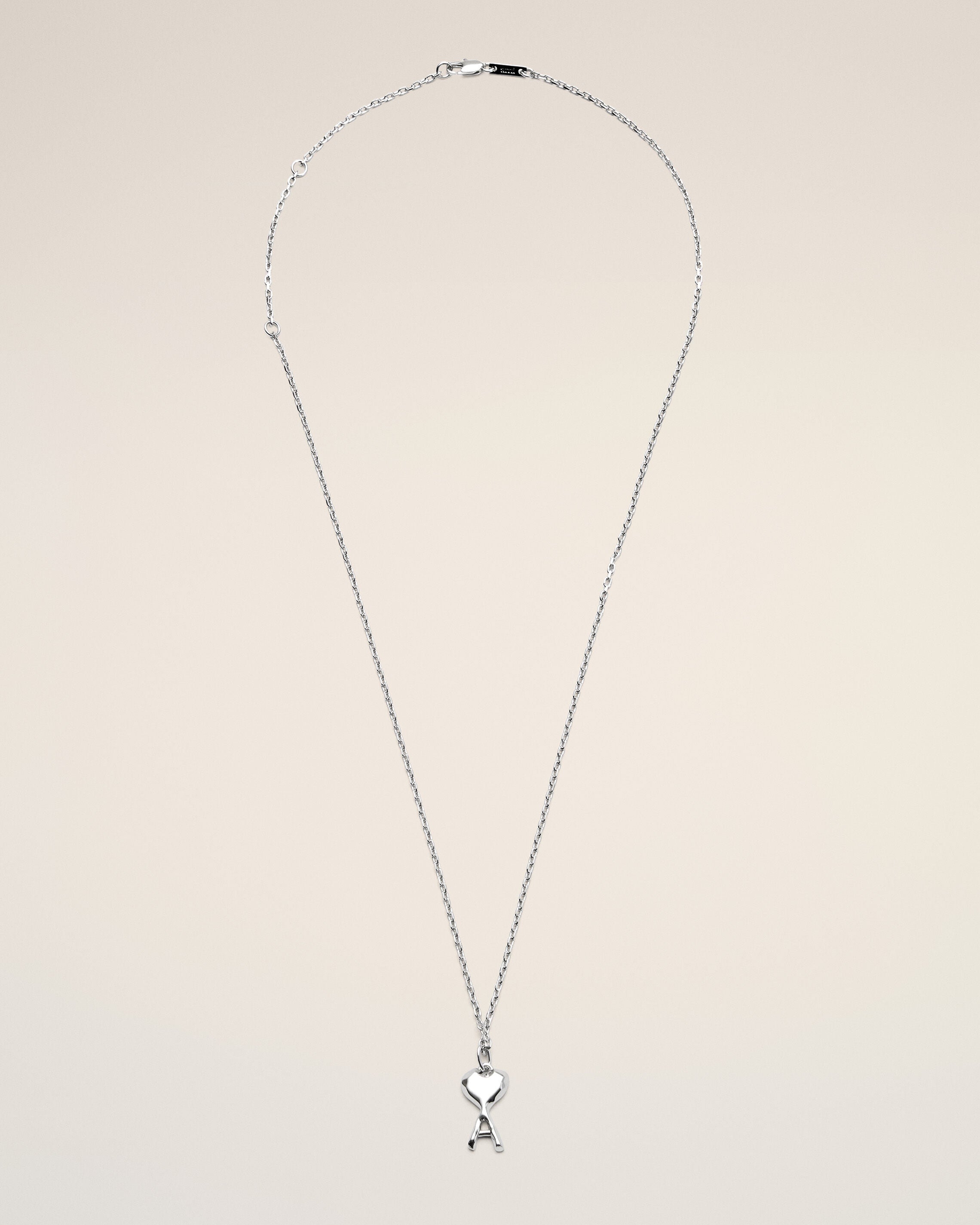 Silver brass necklace with hammered Ami de Coeur - 1