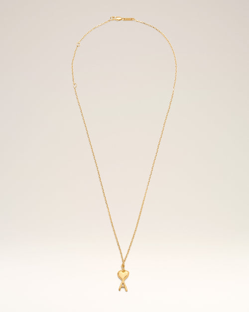                                     Gold Brass Thin Hammered Ami De Coeur Necklace - 3                                 - Ami Paris