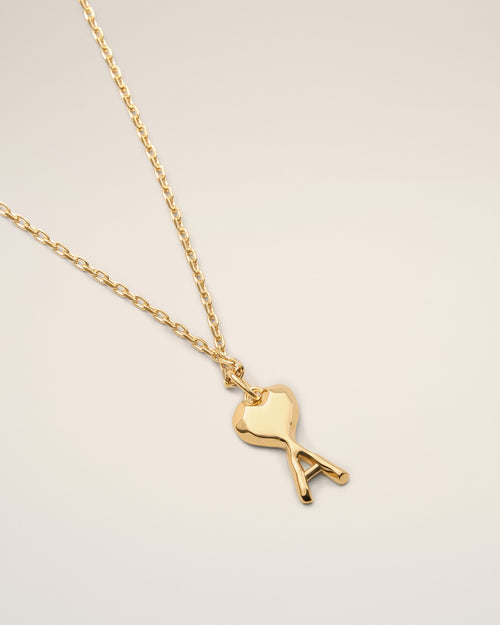 Gold Brass Thin Hammered Ami De Coeur Necklace - Woman - 6 - AMI Paris - Ami Paris