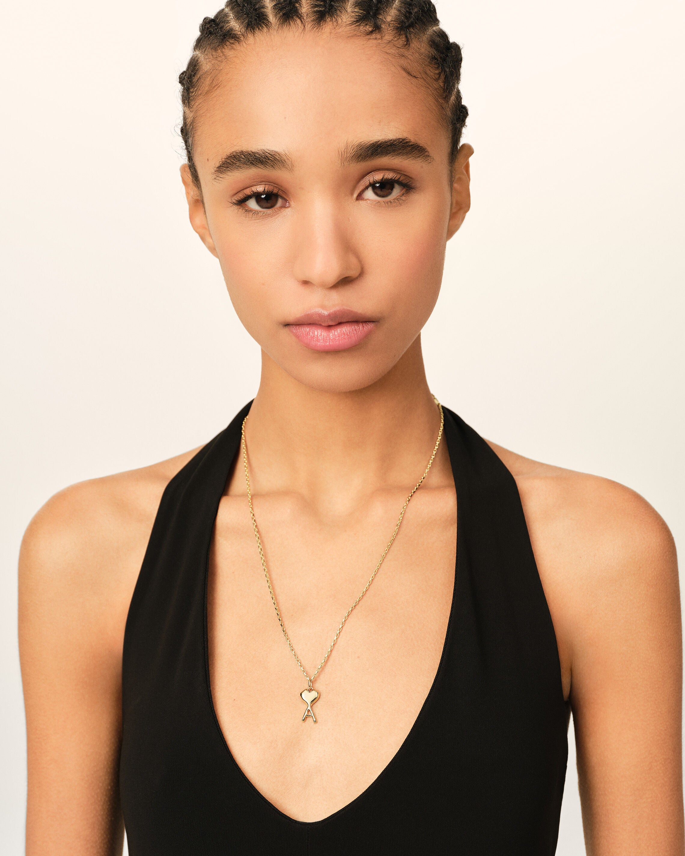 Gold Brass Thin Hammered Ami De Coeur Necklace - 5