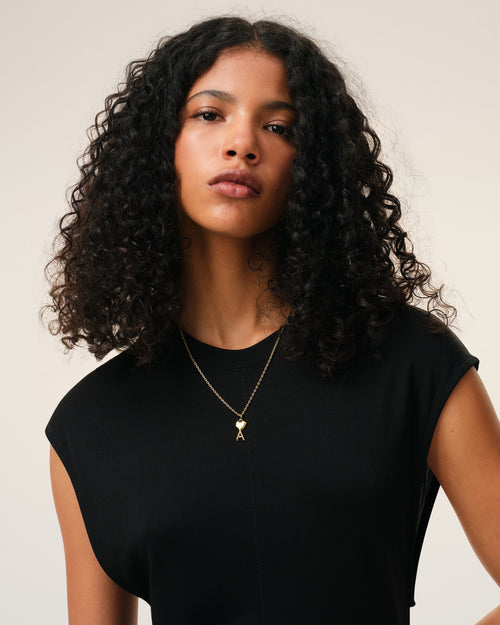                                Gold Brass Thin Hammered Ami De Coeur Necklace - 3                             - Ami Paris