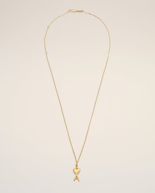 Gold Brass Thin Hammered Ami De Coeur Necklace - GOLD - Ami Paris