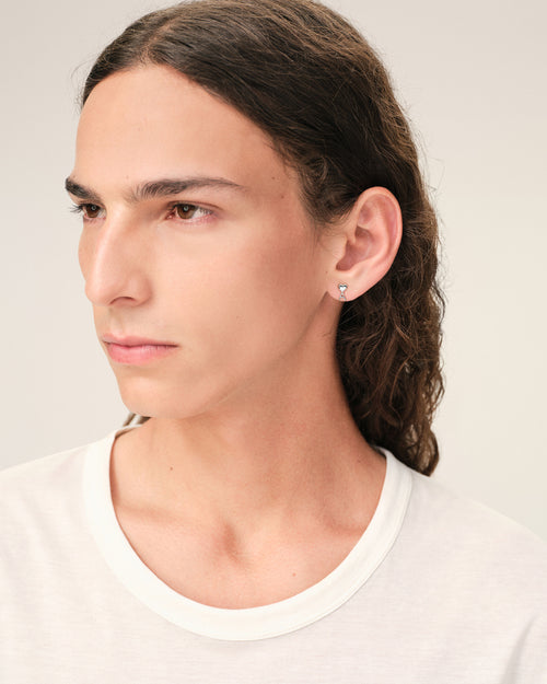 Boucles d'Oreilles Martelées Argentées Ami De Coeur en Laiton - 2 - Ami Paris