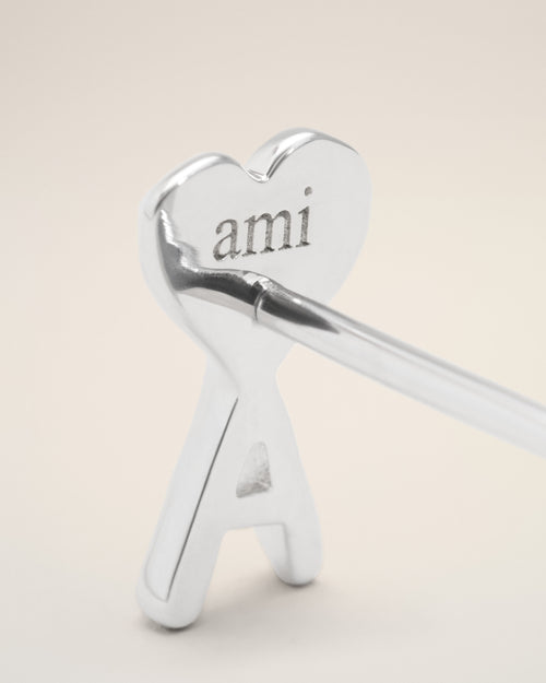 Pendientes Ami de Cœur martillados de latón plateado - 2 - Ami Paris