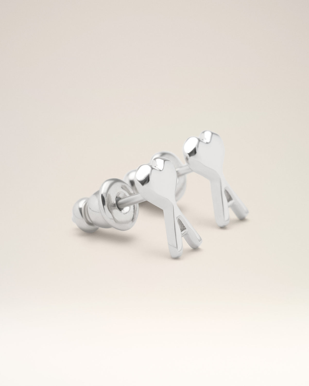 Silver Brass Ami De Coeur Hammered Earrings - 1
