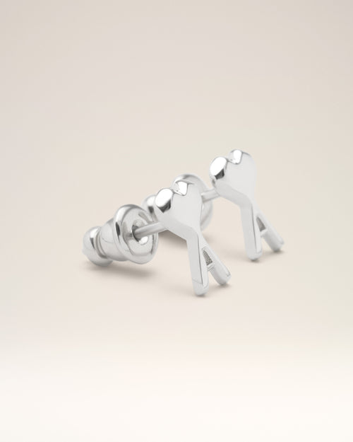 Pendientes Ami de Cœur martillados de latón plateado - Hombre - 1 - AMI Paris - Ami Paris