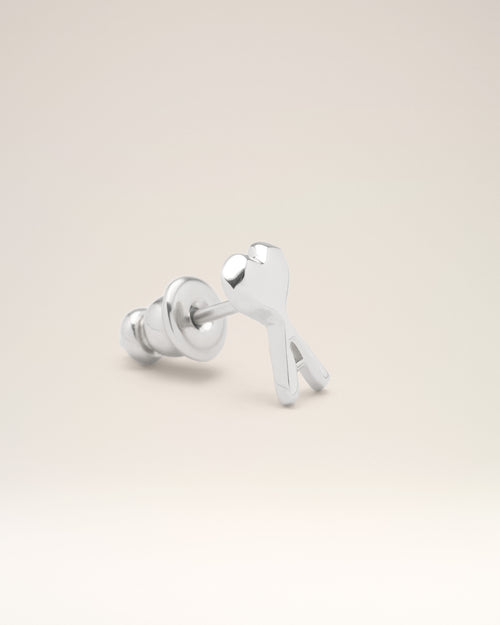 Silver Brass Ami De Coeur Hammered Earrings - Man - 3 - AMI Paris - Ami Paris