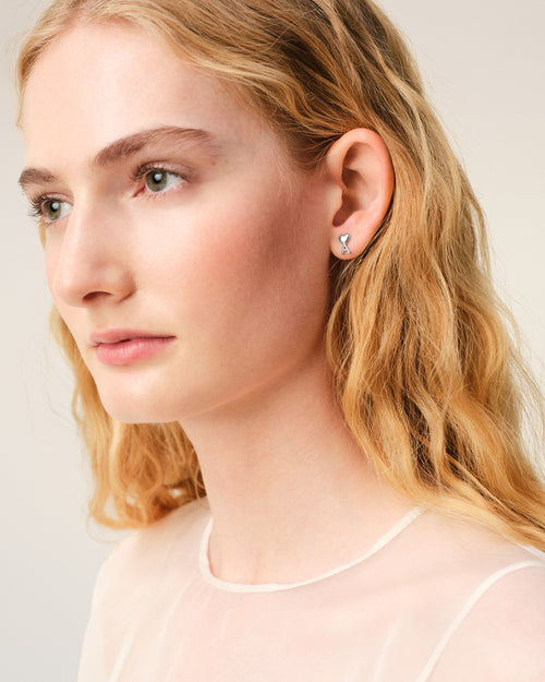                                 Boucles d'Oreilles Martelées Argentées Ami De Coeur en Laiton - 3                             - Ami Paris