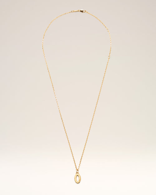 Gold Brass Hammered "0" Pendant Necklace - Man - 1 - AMI Paris - Ami Paris
