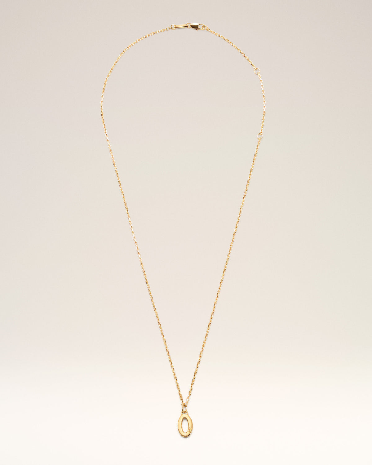 Gold Brass Hammered "0" Pendant Necklace - 4