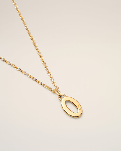 Gold Brass Hammered "0" Pendant Necklace - 3 - Ami Paris