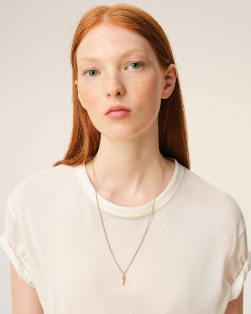                                     Collier Martelé Doré Pendentif "1" en Laiton - 3                                 - Ami Paris