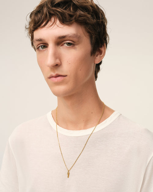 Collar con colgante "1" martillado de latón dorado - Hombre - 2 - AMI Paris - Ami Paris