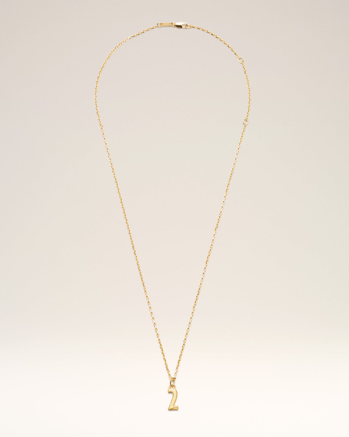 Collar con colgante "2" martillado de latón dorado - 1