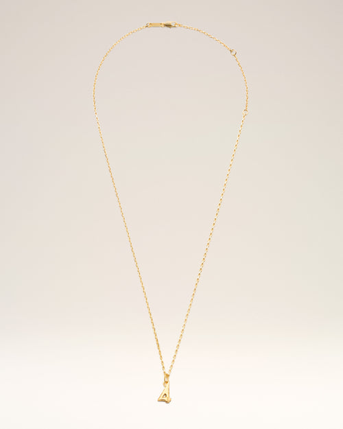 Gold Brass Hammered "4" Pendant Necklace - 1 - Ami Paris