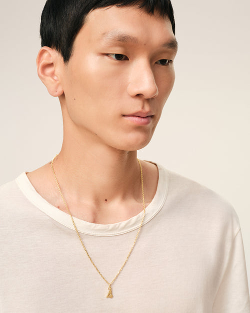 Collier Martelé Doré Pendentif "4" en Laiton - 2 - Ami Paris