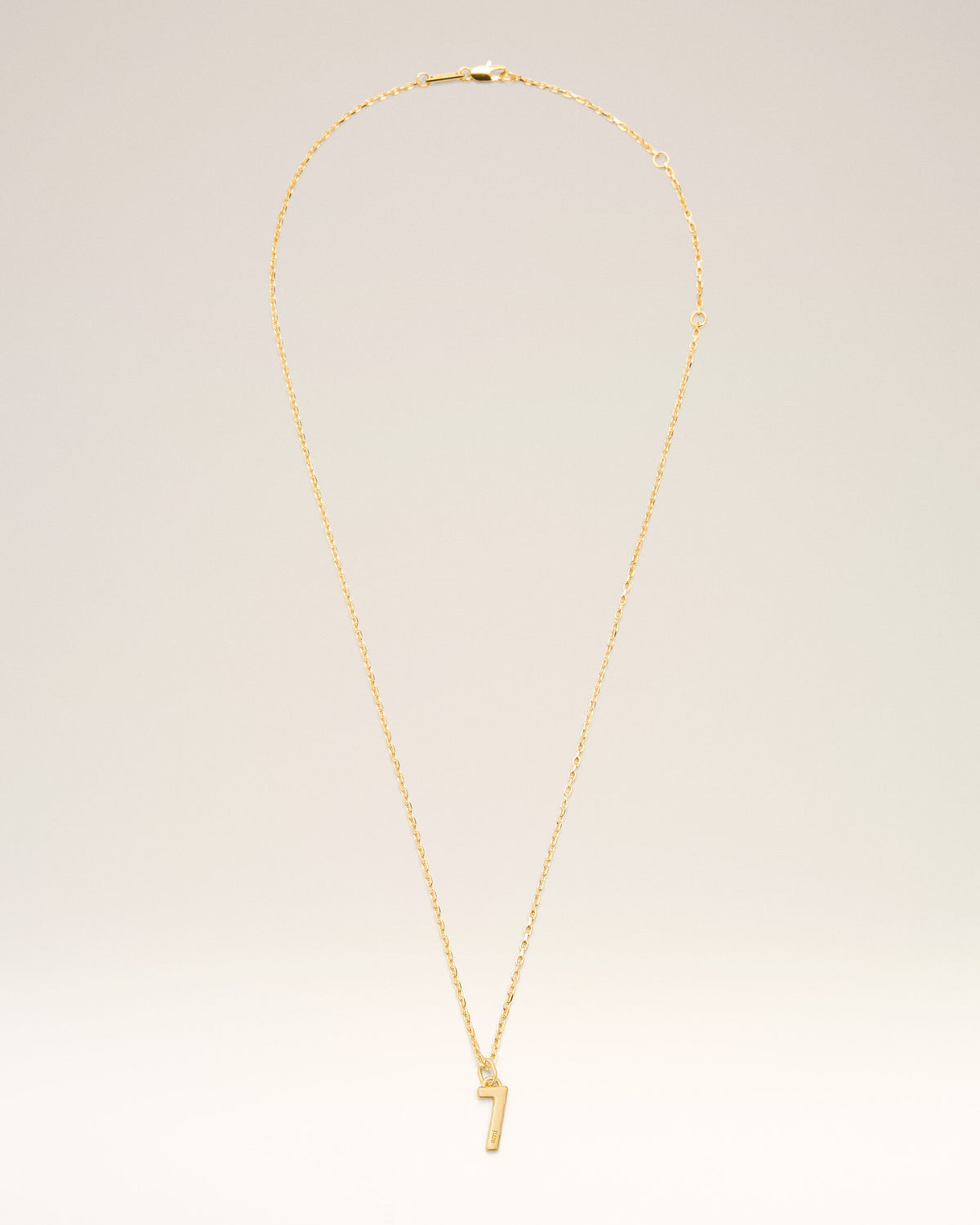 Gold Brass Hammered "7" Pendant Necklace - 5