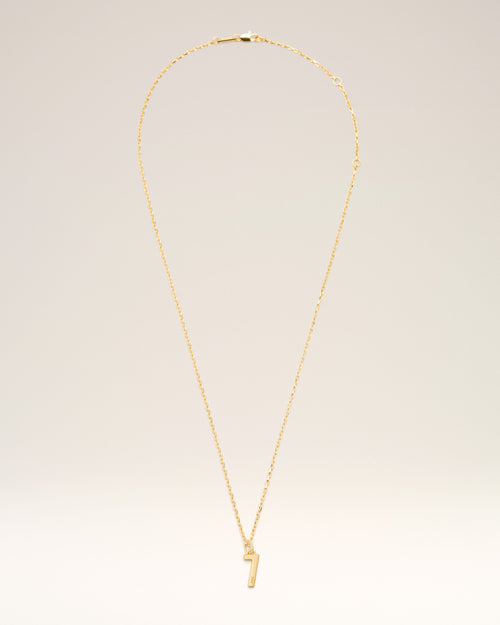 Gold Brass Hammered "7" Pendant Necklace - 5 - Ami Paris