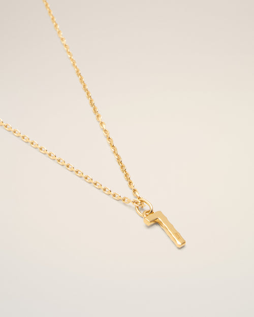 Gold Brass Hammered "7" Pendant Necklace - Man - 3 - AMI Paris - Ami Paris