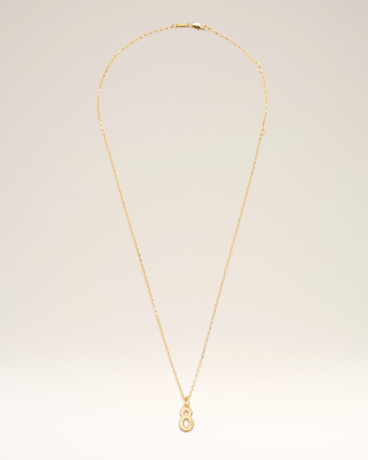 Gold Brass Hammered "8" Pendant Necklace - 5