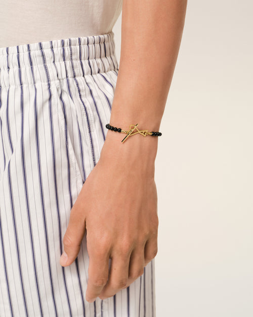 Black Brass Summer Pearls Gold Ami De Cœur Bracelet - 1 - Ami Paris