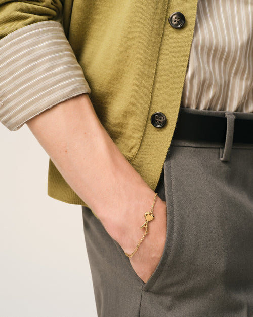 Gold Brass Thin Hammered Ami De Coeur Bracelet - 2 - Ami Paris