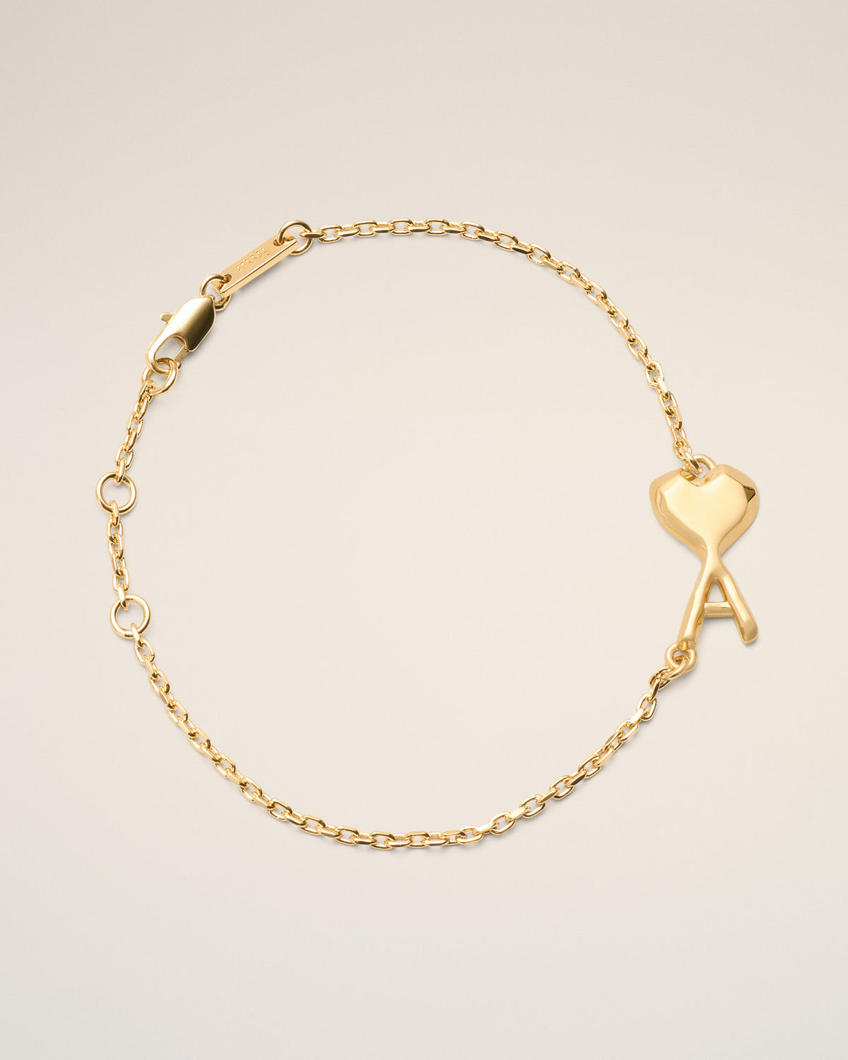 Gold Brass Thin Hammered Ami De Coeur Bracelet - 1