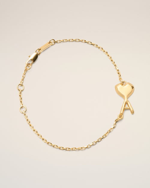 Gold Brass Thin Hammered Ami De Coeur Bracelet - GOLD - Ami Paris