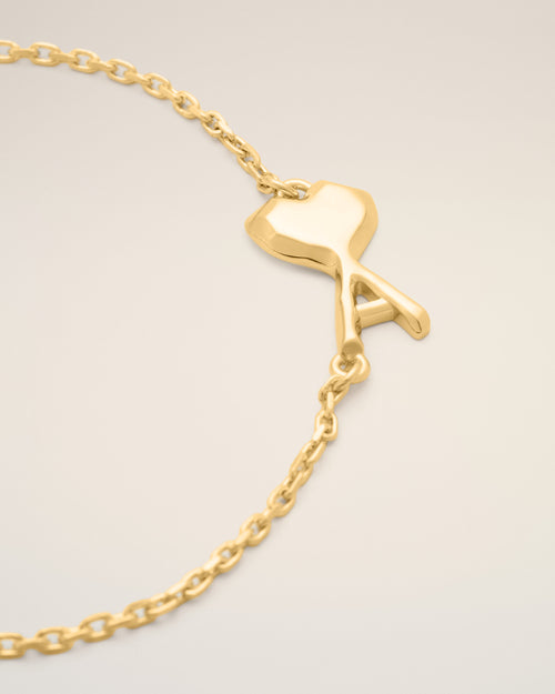 Bracelet Martelé Fin Doré Ami De Coeur en Laiton - 6 - Ami Paris