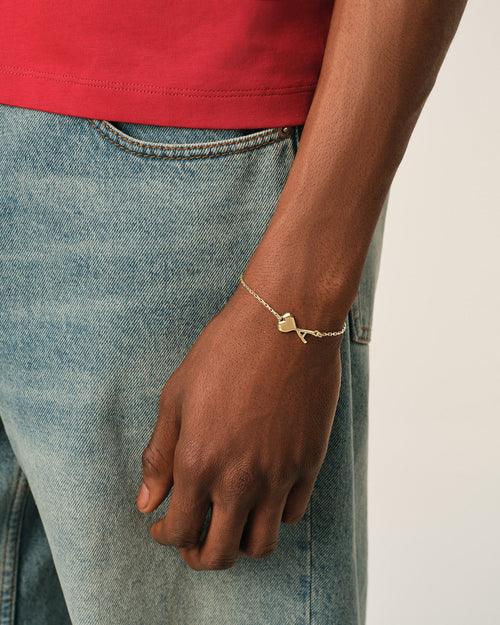Pulsera fina Ami de Cœur martillada de latón dorado - Hombre - 2 - AMI Paris - Ami Paris