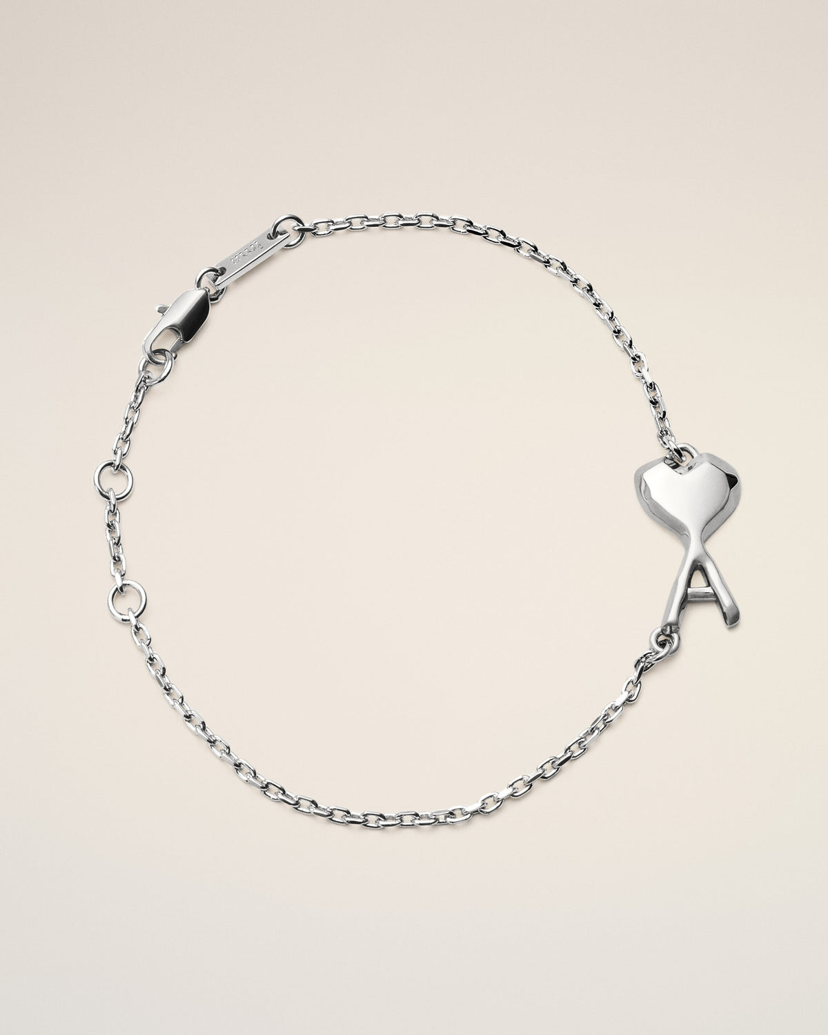 Bracelet argenté en laiton Ami de Coeur martelé - 4