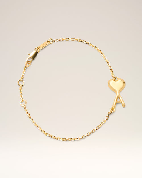 Gold Brass Thin Hammered Ami De Coeur Bracelet - 1 - Ami Paris