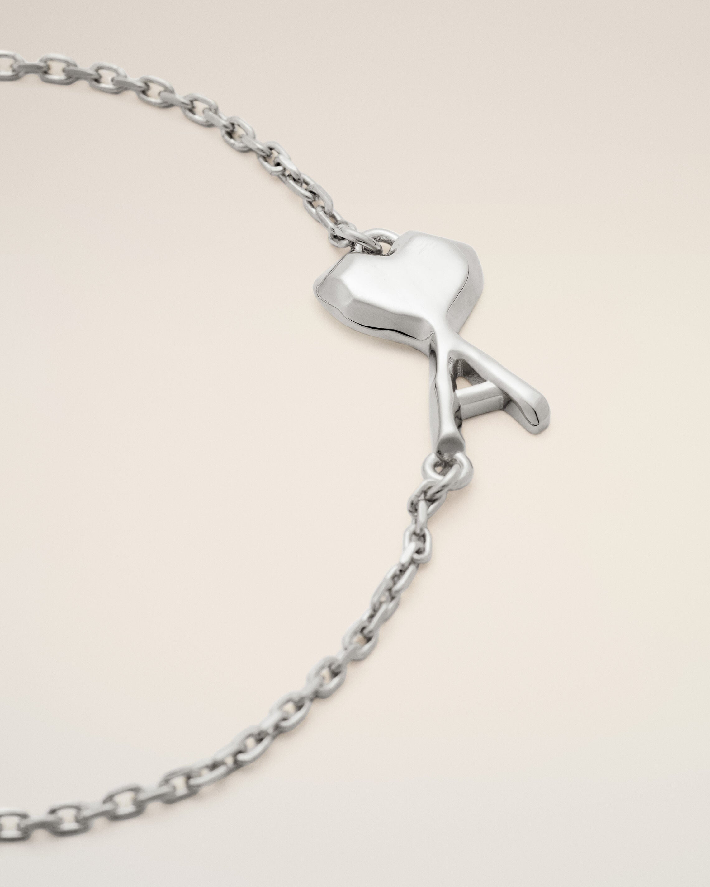 Silver brass bracelet with hammered Ami de Coeur - 6