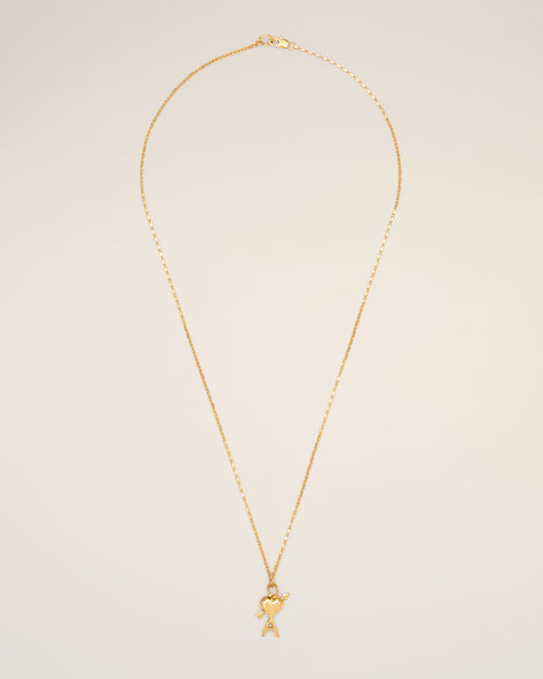 Gold brass necklace with hammered Ami de Coeur arrow - 2 - Ami Paris