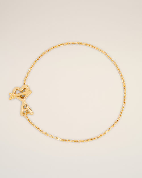 Gold brass bracelet with hammered Ami de Coeur arrow - 2 - Ami Paris