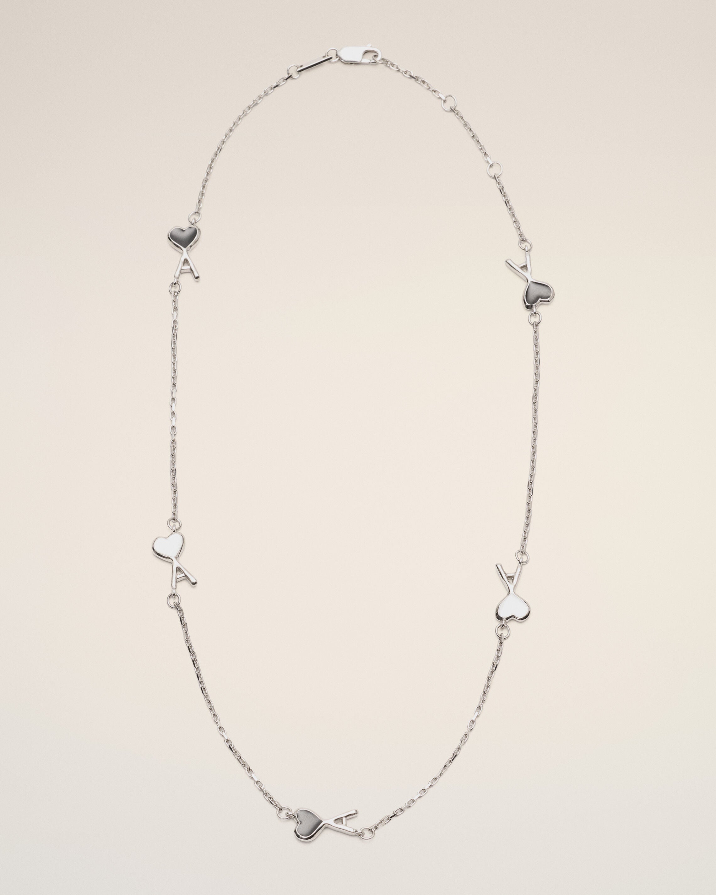 Silver brass necklace with hammered Ami de Coeur - 1