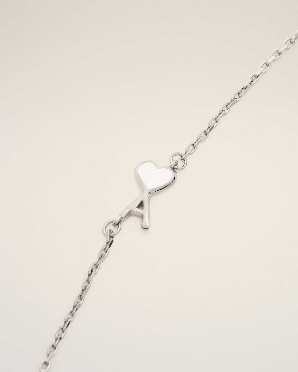 Silver brass necklace with hammered Ami de Coeur - 3