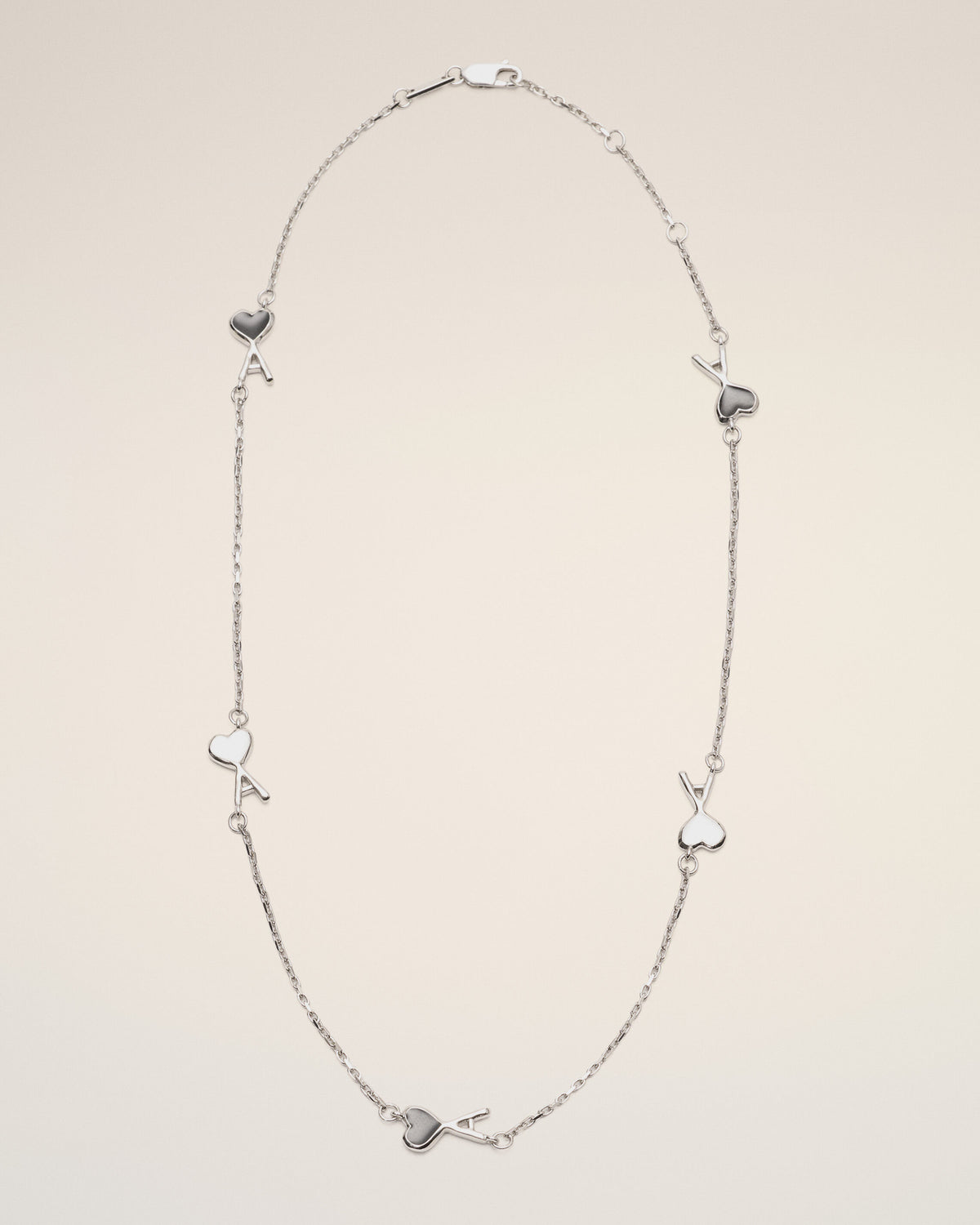 Silver brass necklace with hammered Ami de Coeur - 4