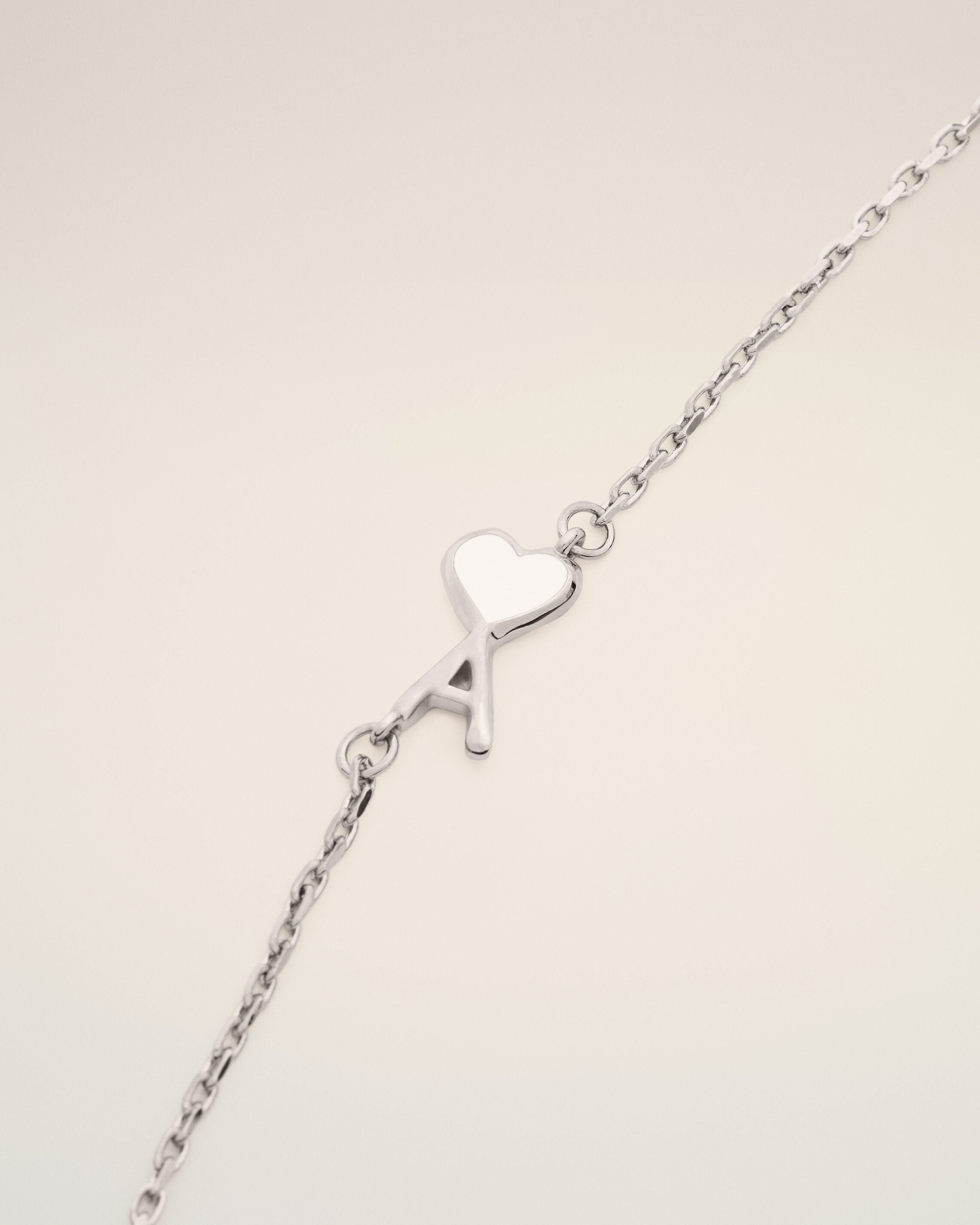 Silver brass necklace with hammered Ami de Coeur - 6