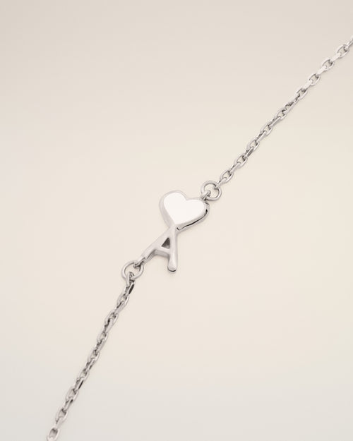 Silver brass necklace with hammered Ami de Coeur - Woman - 6 - AMI Paris - Ami Paris