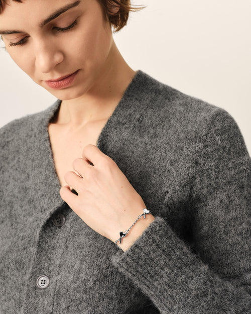 Pulsera Ami de Cœur martillada de latón plateado - Mujer - 5 - AMI Paris - Ami Paris
