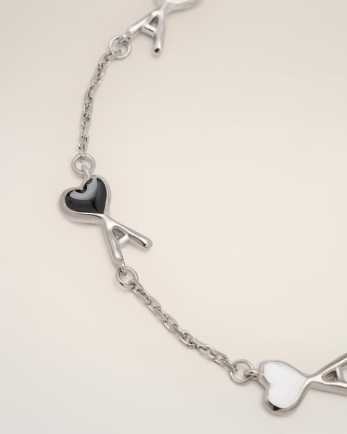 Pulsera Ami de Cœur martillada de latón plateado - Mujer - 6 - AMI Paris - Ami Paris