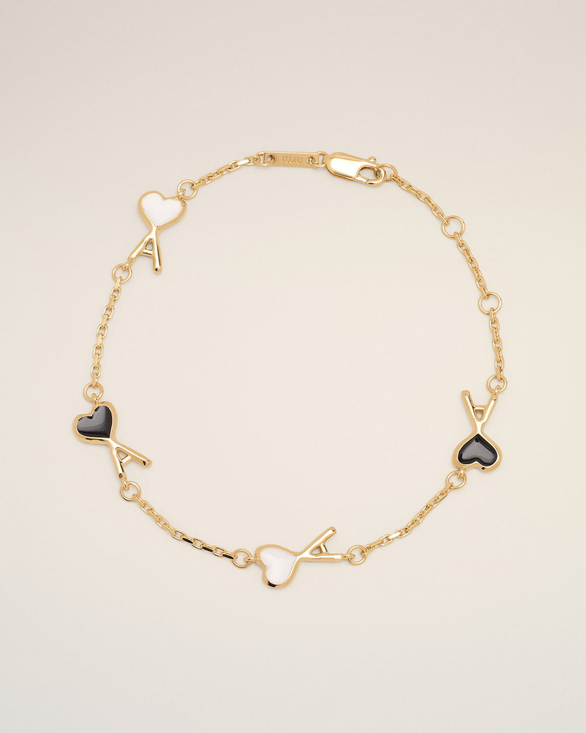 Gold brass bracelet with hammered Ami de Coeur - 1