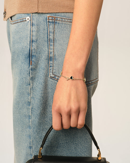                                 Brazalete Ami de Cœur de latón dorado martillado - 3                             - Ami Paris