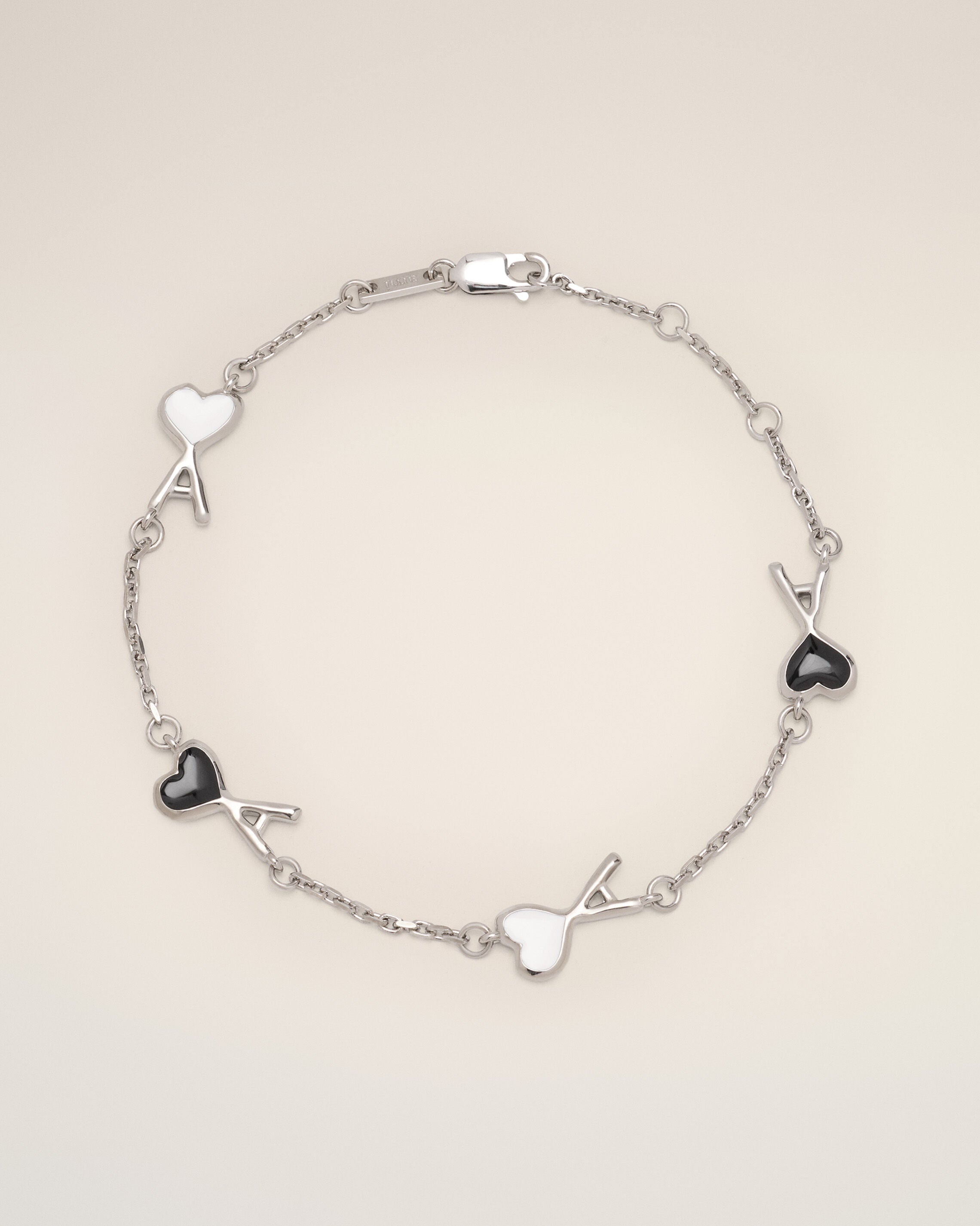 Pulsera Ami de Cœur martillada de latón plateado - 1