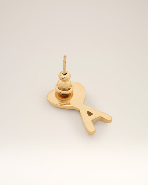 Pendientes Ami de Cœur blancos de latón dorado martillado - Mujer - 8 - AMI Paris - Ami Paris