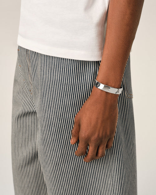 Silver brass bracelet with hammered Ami de Coeur - Man - 2 - AMI Paris - Ami Paris